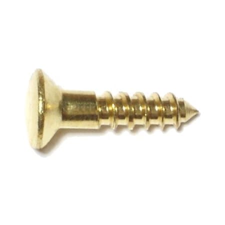 Midwest Fastener Wood Screw, #6, 5/8 in, Plain Brass Oval Head Slotted Drive, 48 PK 61644